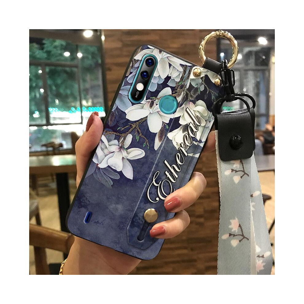 Shockproof Flower Soft Phone Case For Itel A56/A56 Pro Â Dust, Knock & Dirt Resistant With Kickstand, Ring Holder & Lanyard 9341593651660