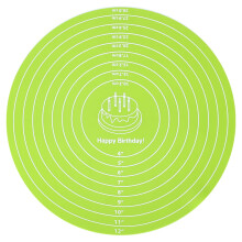 Silicone Baking Mat – Non-Stick Round Dough Rolling Mat for Cake Turntable, Pastry Pad Liner, Green, compatible with standard turntables