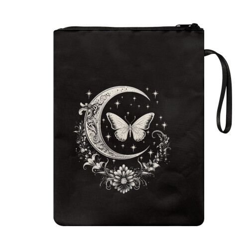 Book Cover with Zipper, Polyester, Butterfly & Moon Pattern 1
