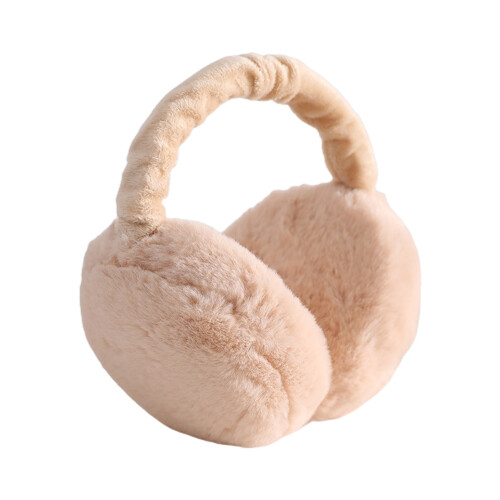 Warm Winter Earmuff Soft Plush Foldable Windproof Thicken Ear Fluffy Solid Color Elastic Ear Cover Head Accessory Light Yellow 1
