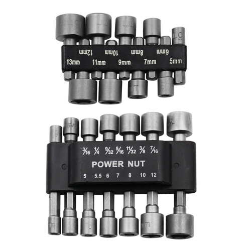 9/14Pcs Socket Nut Driver Set Hexagonal Drill Bit Set Impacts Driver Socket Adapter for Hand Drill Electric Screwdriver 2