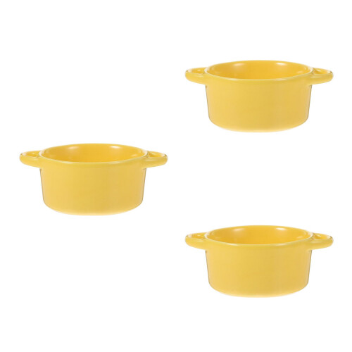 3Pièces Bols Céramique Orange À Double Anse, Multi-Usage Cuisine 1