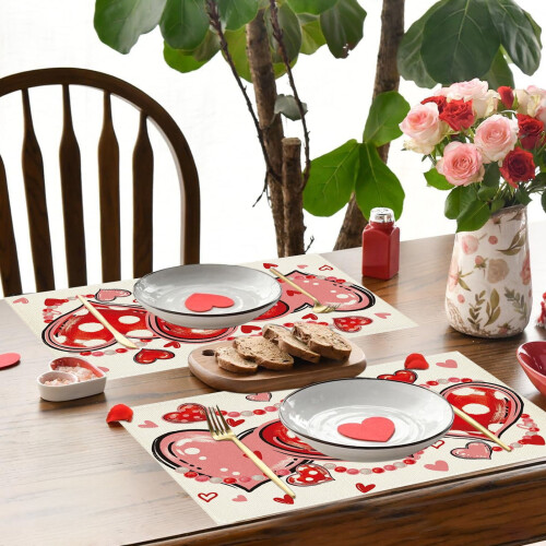 Valentinstag-Tischsets mit Herzmuster, 45 x 30 cm 2