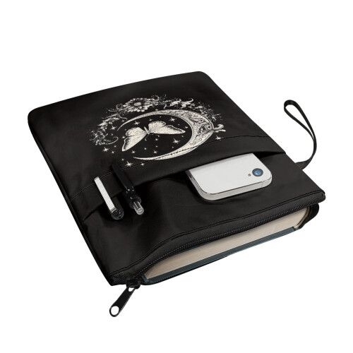 Book Cover with Zipper, Polyester, Butterfly & Moon Pattern 2