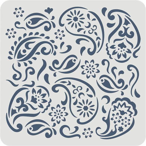 Molde de Mandala Paisley em Plástico 11,8x11,8 polegadas