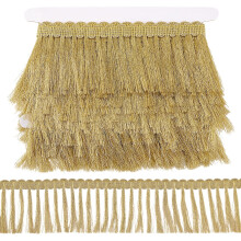 4.3 Yards Gold Fringe Tassel Trim 2.95 Inch Wide Polyester Fringe Trim Sewing Edging Trim Decorative Trim for Crafts Clothes Curtain Home Decor