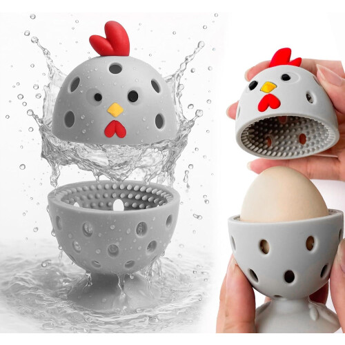 Chicken-Shaped Silicone Egg Washer, 2 Pack