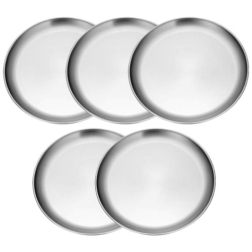 Stainless Steel Food Plate Set 5 Pieces