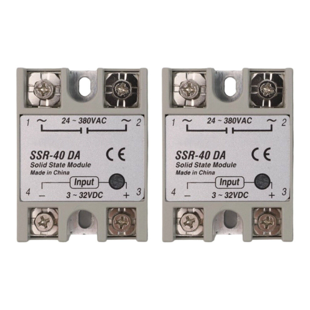 2 Pieces Single-Phase Solid State Relay Module Ssr-40Da 3-32Vdc Output 24-380Vac 9362892444005
