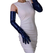 Long Faux Leather Gloves Glossy Flexible Multiple Colors