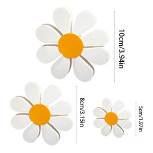 3PC Wooden Floral Tabletop Sign Artwork Daisy Flower Decoration Table Centerpieces for Bookshelf Patio Farmhouse, Yellow
