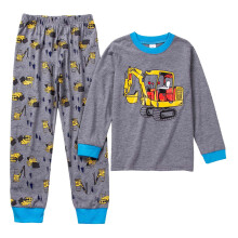 Boys Girls Cotton Pajamas Toddler 2 Pieces Pj Cartoon Car Print Kids Sleepwear Clothes Long Sleeve Pants Sets Yellow 4-5 Years