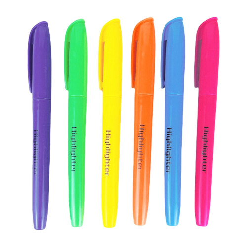 6Pcs Highlighter Marker Fast Dry Ergonomic Grip Highlighters Pen Chiseled Tip For Highlighting Texts Notes Color Coding