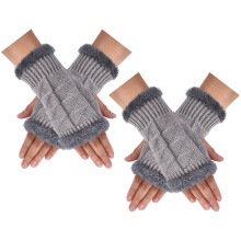 Winter Fingerless Gloves Dark Gray 2 Pairs 195x90mm