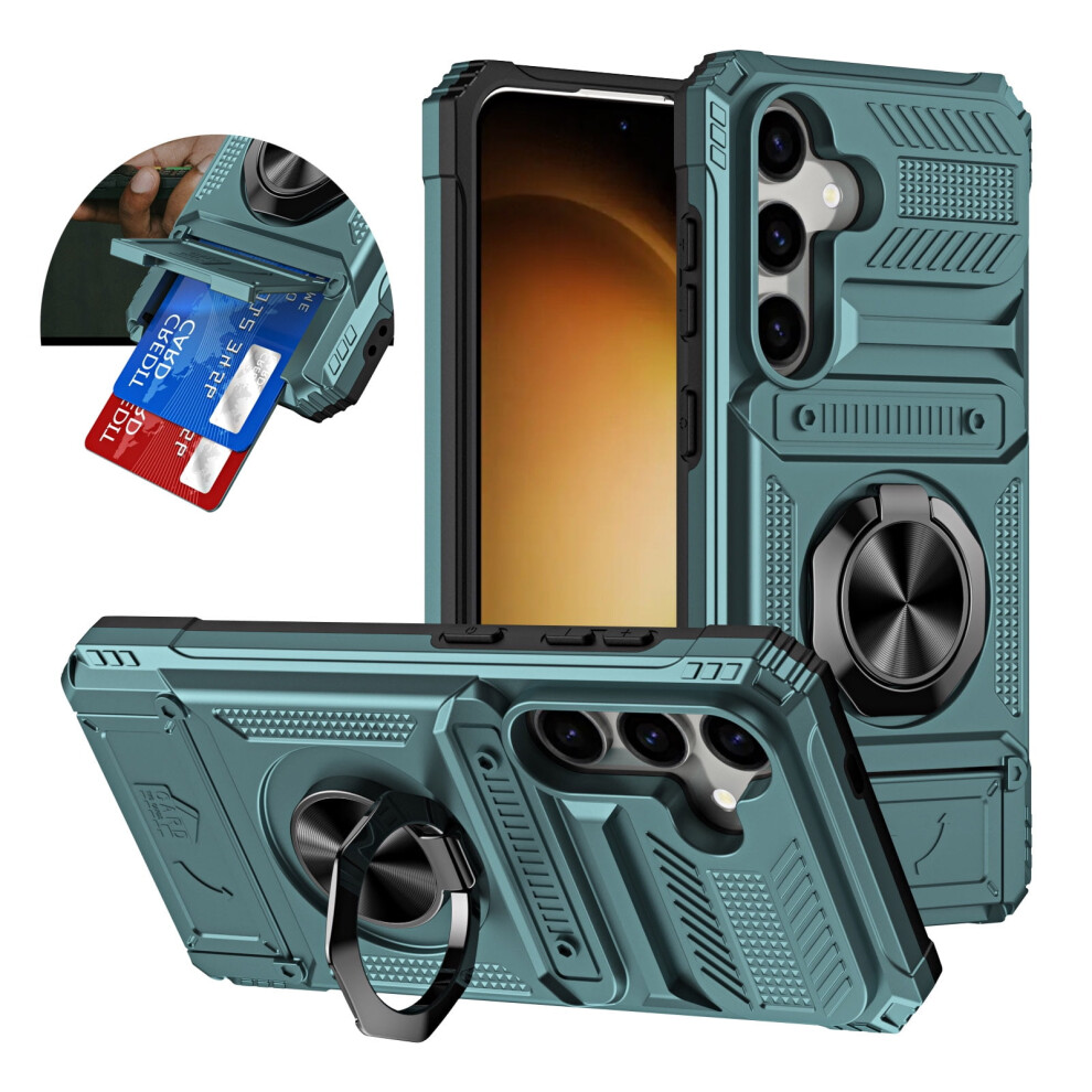 Compatible With Samsung Galaxy A15 5G Case Â Shockproof Rugged Military-Grade Drop Protection, Card Slots, Kickstand, Matte Tpu Hybrid Cover, Green 9097180845775