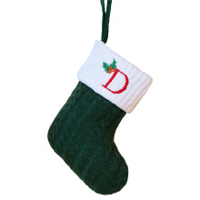 Christmas Letter Socks – Knitted Initial Stockings, Red/Green/White Holiday Decor, Fireplace & Tree Ornament, Personalized DIY Gift (Compatible with