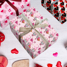 Papier cadeau Saint-Valentin – Motif cœur, 51 x 71 cm, idéal pour les cadeaux de Saint-Valentin, anniversaire, mariage, anniversaire de mariage,