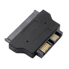 Adaptador Conversor SATA de 22 pinos para SATA Slimline de 13 pinos, Conector Fêmea para Macho, Preto, Novo