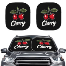 Cherry Print Car Sun Shade for Front Window – UV/Heat Protection, Dashboard Protector, 2-Pack