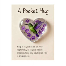 Heart-Shaped Hummingbird Pocket Hug – Mini Acrylic Hug Token with Encouragement Card, Cute Gift for Friends & Family, Perfect for Christmas &
