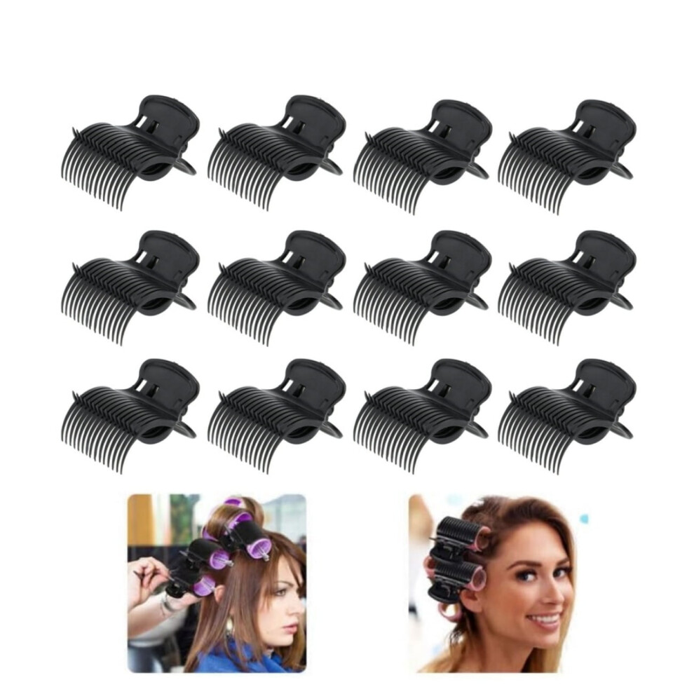 Unisex Black 2.4X2x1.6in Roller Clips, 20Pcs Plastic Hair Section Clips For Curls & Waves Â Compatible With All Rollers