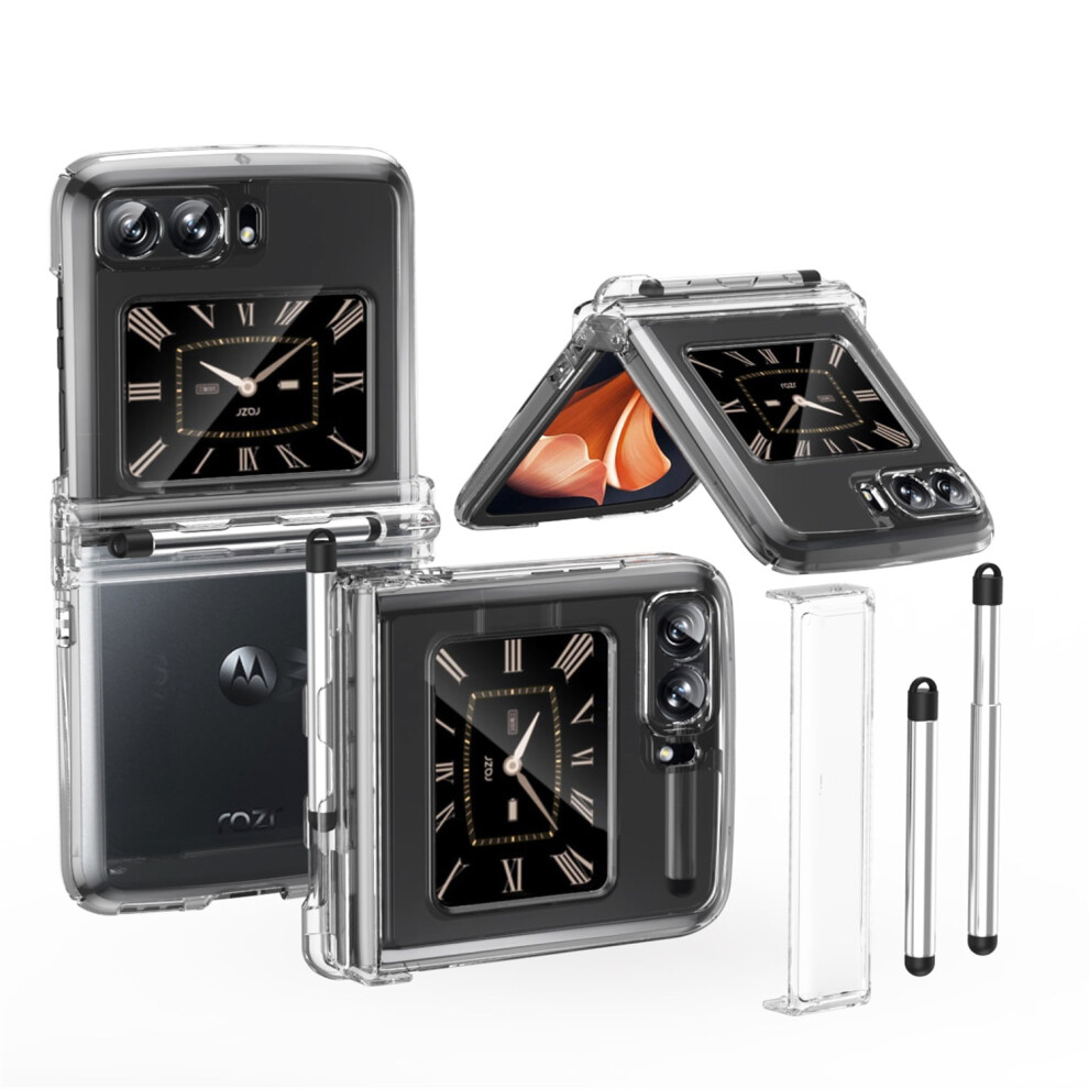 Premium Electroplated Pu Leather Case Compatible With Motorola Moto Razr 6.7" 5G 2022 Â Clear, Pen Holder, Folding Hinge 9097180846499