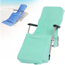 Sun Lounger Towel in Bag with Pockets, 84.6"" x 29.5"", Beach Chair Cover for Pool, Garden, Sunbathing