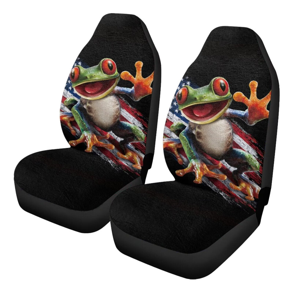 2-Pack Fluffy American Flag Hippie Frog Car Seat Covers Â Compatible With Cars, Sedans, Trucks, Suvs Coral 9122141069669