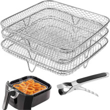 Stainless Steel Dehydrator Racks and Fryer Basket 3-Piece