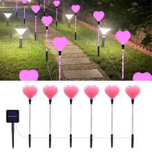 6PCS Red Heart Solar Garden Lights for Valentine's Day Decor, Love Shaped LED Lawn Lights Outdoor Walkway – Compatible with Standard Solar Panels