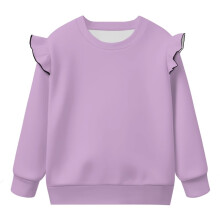 Geansaí Muinchille Fada Corcra Éadrom do Chailíní Óga, Barr Pullover Muineál Cruinn, Méid 7-8