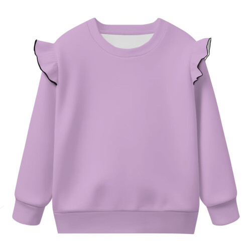 Helllila Langarm-Sweatshirt für Kleinkinder, Rundhals-Pullover, Größe 7-8