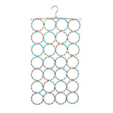 Porte-foulards pliable en rotin tressé à 28 trous
