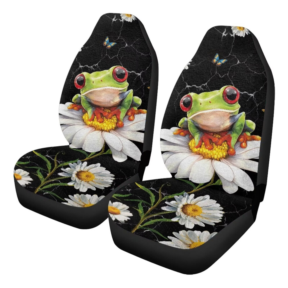 Car Seat Cover Flurry Daisy Hippie Frog Universal 1 Piece Coral 9085618949805