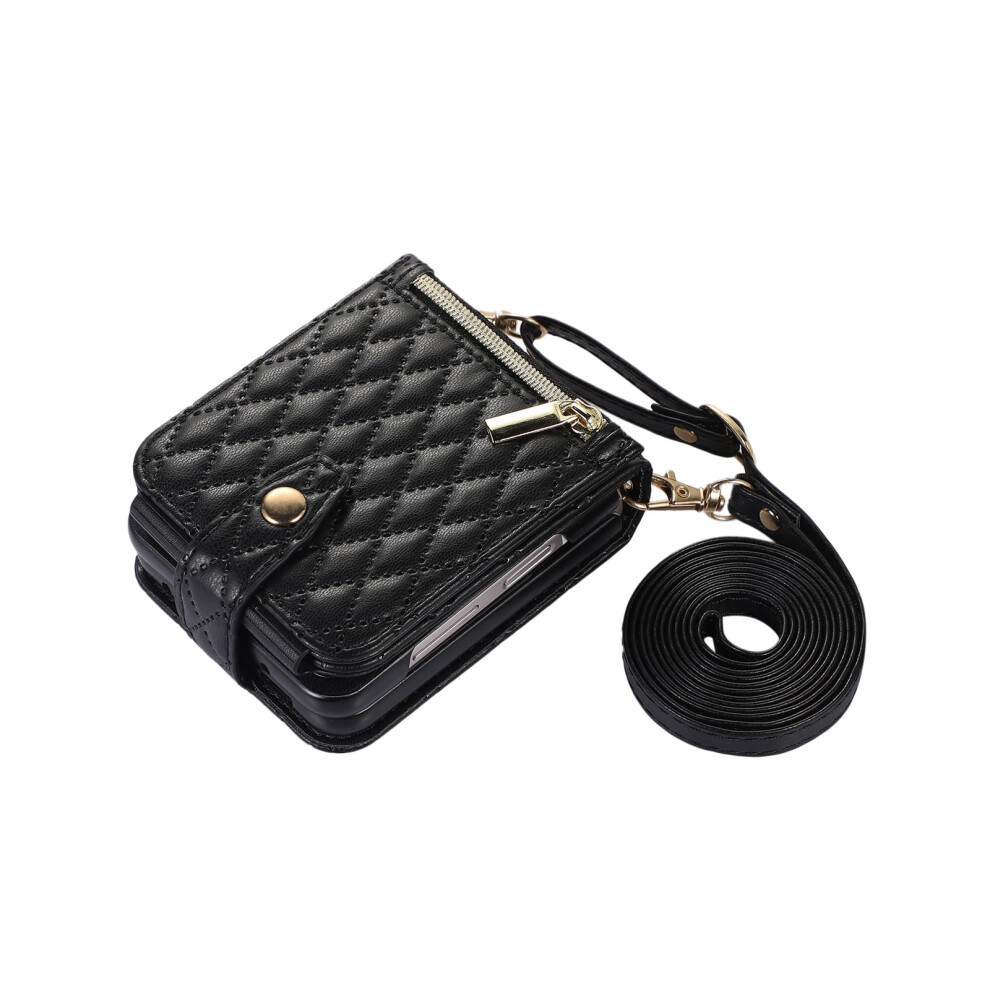 Tech Circle Galaxy Z Flip5 Wallet Case With Strap And Black 9043876509018