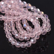 Runde, facettierte Kristallglasperlen (3 mm, 4 mm, 6 mm, 8 mm, 32 Facetten), AB-plattiert, 8 mm (72 Stück), Aqua Rose AB