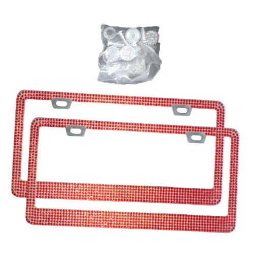 Bling Car License Plate Frame High Performance Decorative Sturdy Accessories Red 1