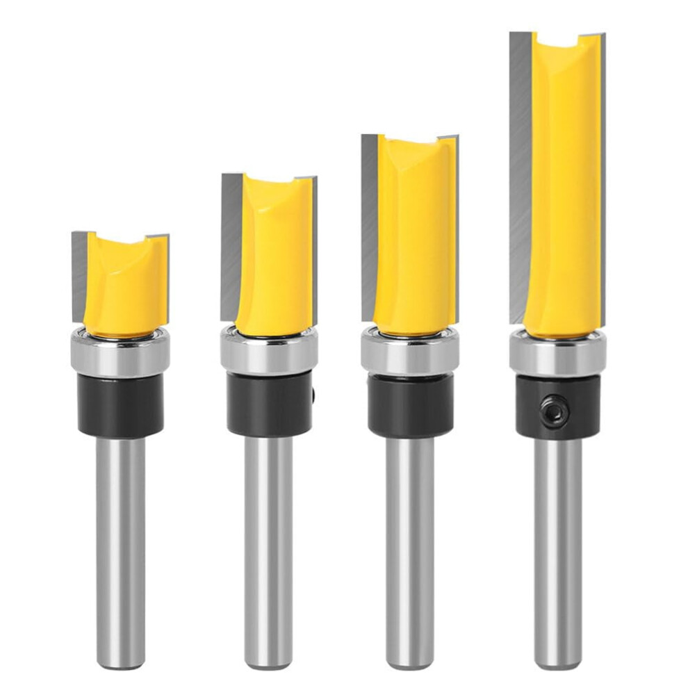 4Pcs 6.35Mm Shank Router Bit Pattern Flush Trim Blade Bearing 1/2" Straight End Mill Slotting Milling Cutter For Woodworking Dia 12.7Mm 9097180842743