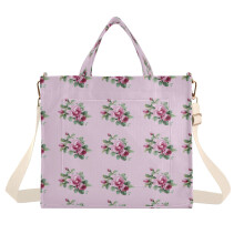 Cord-Tragetasche für Damen, Schultertasche, modische Damenhandtasche, Umhängetasche, rosa Vintage-Rosenmuster, Größe S