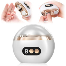 Upgraded 2 in 1 Automatic Nail Clippers with Light, 3 Speed Electric Nail Trimmer for Seniors and Adults, Multi-Functional Polishing Clipper, White