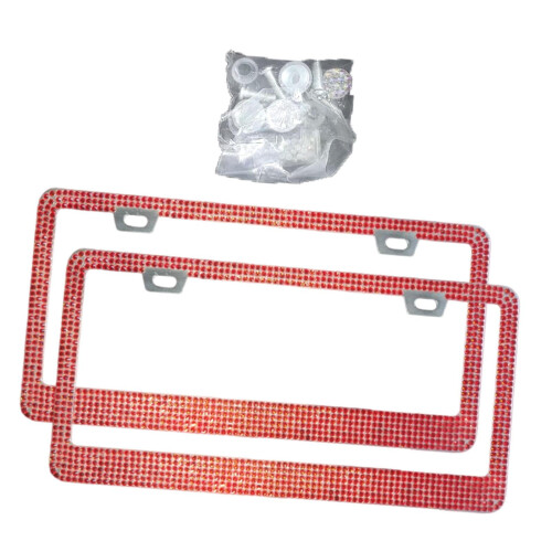 Bling Car License Plate Frame High Performance Decorative Sturdy Accessories Red 2
