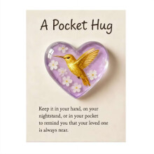 Heart-Shaped Hummingbird Pocket Hug Acrylic Token with