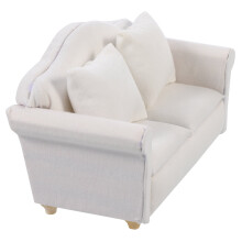 Minisofa til dukkehus, hvit loveseat