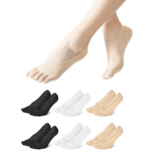 Bunion Relief Socks Low-Cut 5-Toe Compression 6 Pairs
