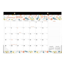 1 Pc Wall/Desk Calendar 2026-2027, 16.9"x12", Thick Paper, Corner Protectors, Large Ruled Blocks – Home, School & Office