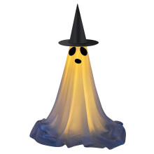 Chapeau fantôme lumineux à LED pour porche – Résistant aux intempéries, thème Halloween, blanc, 82 cm, compatible avec une utilisation
