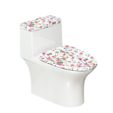 Pink Roses Keep Dust Stain for Household, Fits All Toilet Shapes Elastic Fabric Bathroom Toilet Cozy Set, Universal, Stretch, Set of 2