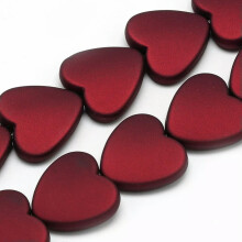 4 große Herzperlen, 20 mm, gummiertes Acryl, tiefrot, Valentinstag-Schmuckzubehör