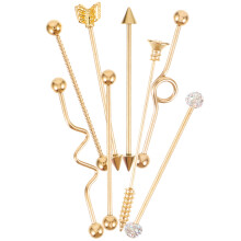 24St Gouden Barbell Oorbellen Roestvrij Staal Arrows Schroef Piercing