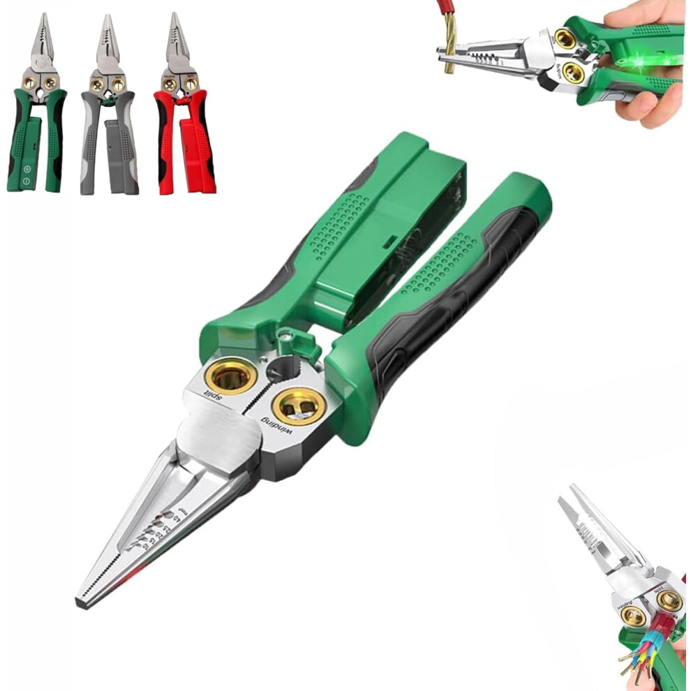 Preferablen 8-In-1 Wire Stripper Twister With Voltage Tester, Crimping & Cutting Pliers Â Compatible With Electrical Wires 9132278040318